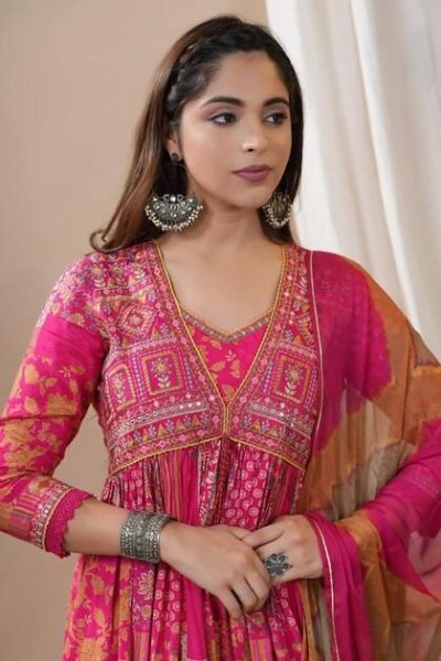 Aliya Cut Special Muslin Party Wear Salwar Kameez with Heavy Zari- Sequence & Afghani Pant 3 Piece Kurti Set