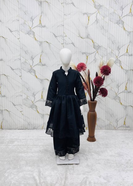 Alluring Black Girls Ethnic Roman Silk Gown Set for Weddings and Festive Celebrations Girls Wear