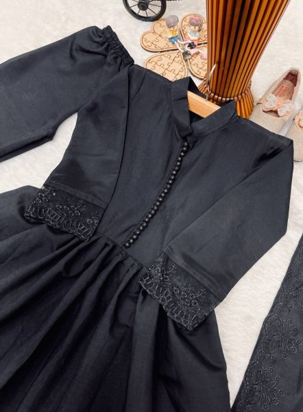 Alluring Black Girls Ethnic Roman Silk Gown Set for Weddings and Festive Celebrations Girls Wear