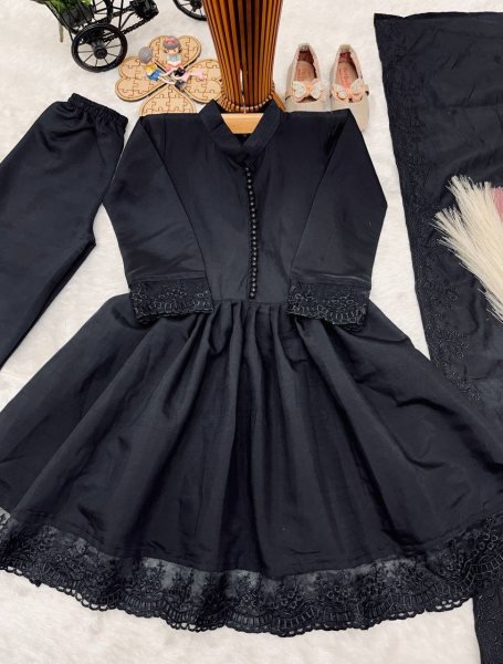 Alluring Black Girls Ethnic Roman Silk Gown Set for Weddings and Festive Celebrations Girls Wear