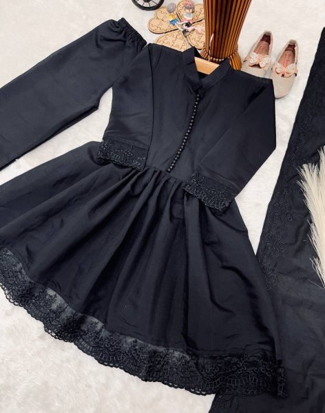 Alluring Black Girls Ethnic Roman Silk Gown Set for Weddings and Festive Celebrations Girls Wear