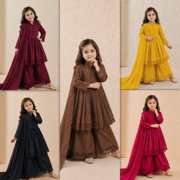 Alluring Black Girls Ethnic Roman Silk Gown Set for Weddings and Festive Celebrations Girls Wear