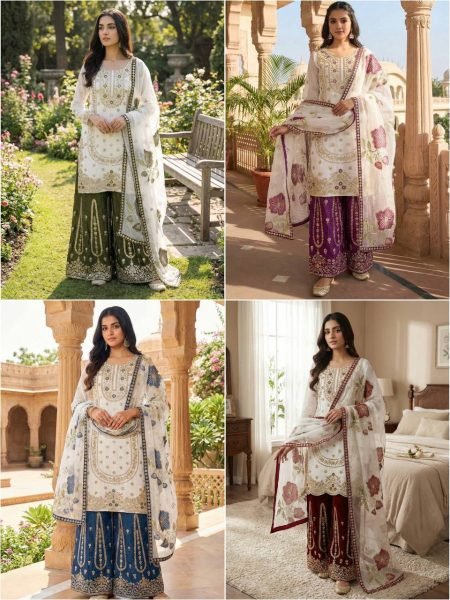 Alluring Blue Boutique Collection Designer Palazzo Suit at Wholesale Rate Ready To Wear Collection