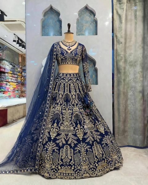 Alluring Blue Designer Butterfly Net Lehenga Choli with Canvas Patta and Sequin Work Designer Lehenga Choli