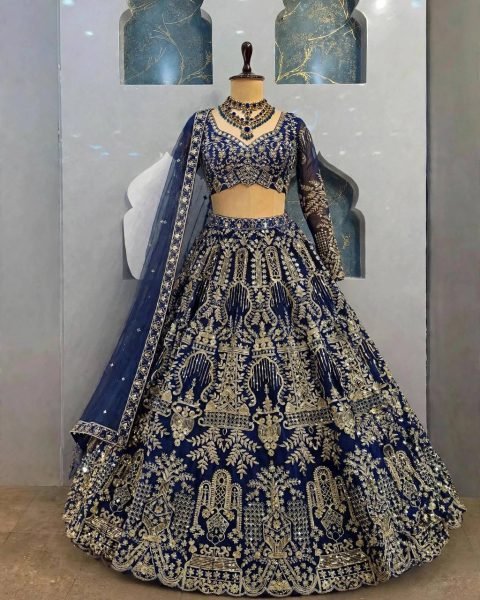 Alluring Blue Designer Butterfly Net Lehenga Choli with Canvas Patta and Sequin Work Designer Lehenga Choli