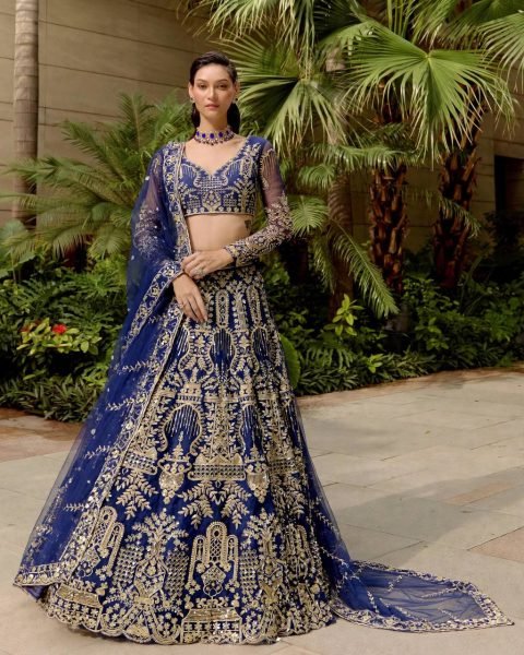 Alluring Blue Designer Butterfly Net Lehenga Choli with Canvas Patta and Sequin Work Designer Lehenga Choli