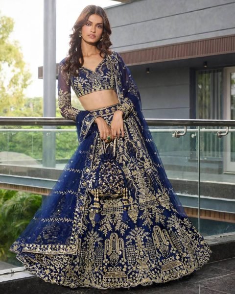 Alluring Blue Designer Butterfly Net Lehenga Choli with Canvas Patta and Sequin Work Designer Lehenga Choli