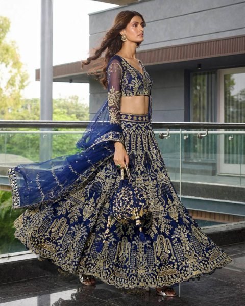 Alluring Blue Designer Butterfly Net Lehenga Choli with Canvas Patta and Sequin Work Designer Lehenga Choli