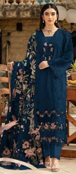 Alluring Blue Ombre Cotton Suit Material with Elegant Chikankari Work for Women Pakistani Suits Wholesale