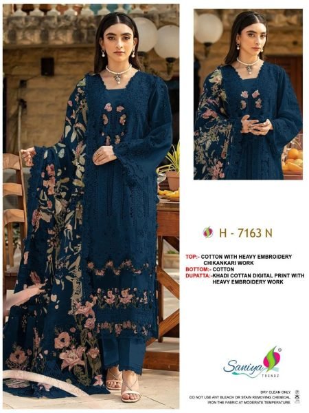 Alluring Blue Ombre Cotton Suit Material with Elegant Chikankari Work for Women Pakistani Suits Wholesale