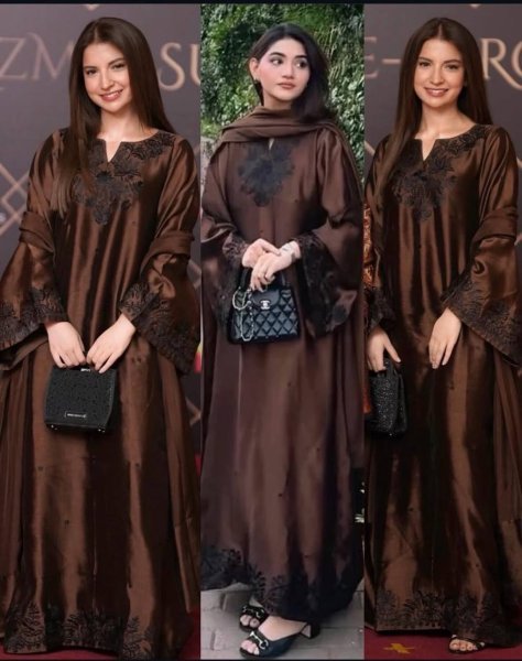 Alluring Brown Satin Mul Chanderi Kaftan Set with Plazzo and Dupatta for Women Ready To Wear Collection