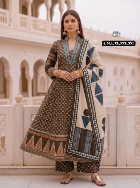 Alluring Brown Women’s Heavy Rayon Slub Printed Kurta Pant Set for Bulk Order Cotton Kurtis Wholesale