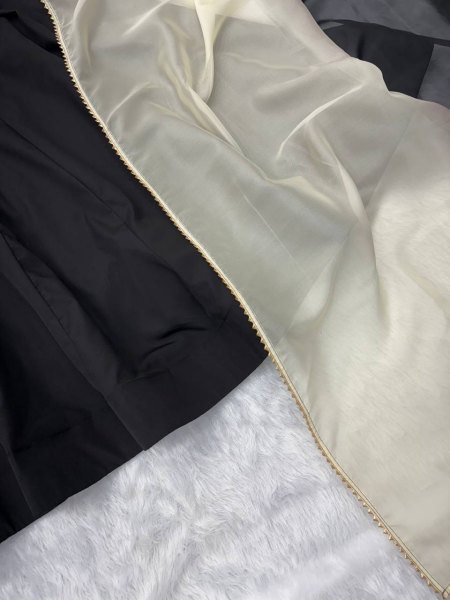 Alluring French Crepe Embroidered Gown with Organza Lace Dupatta   Stitched Pant for Party Wear Plus Size Kurti / Gown