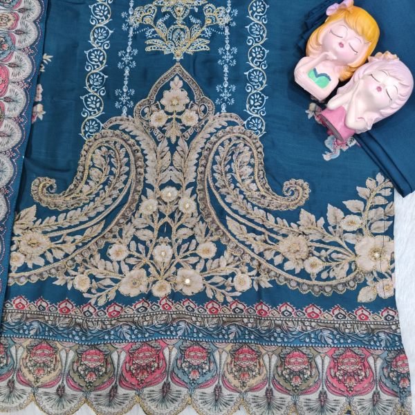 Alluring Ivory Pakistani Suit with Digital Print and Aari Work for Exporters Cotton Kurtis Wholesale