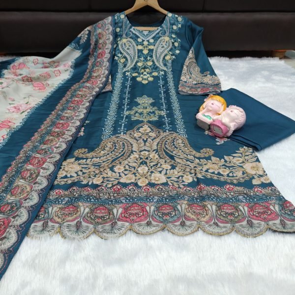 Alluring Ivory Pakistani Suit with Digital Print and Aari Work for Exporters Cotton Kurtis Wholesale