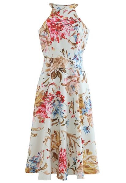 Alluring Ivory Stylish Tiered Summer Dress with Elasticated Waist at Bulk Rate Western Ladies Top Wholesale