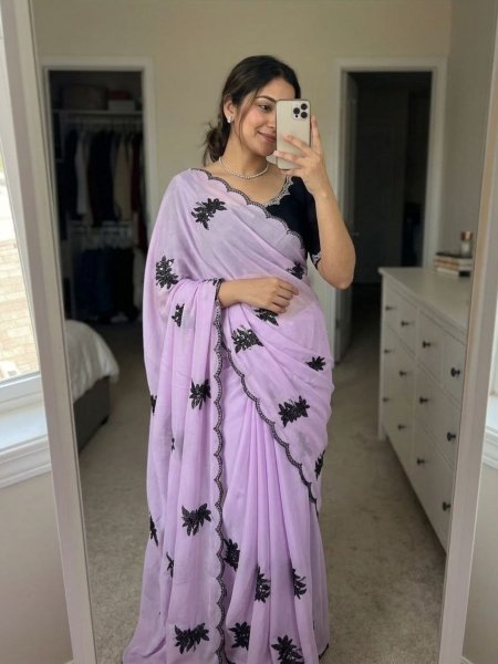 Alluring Lavender Rangoli Silk Saree with All Over Embroidery for Special Occasions Sarees 