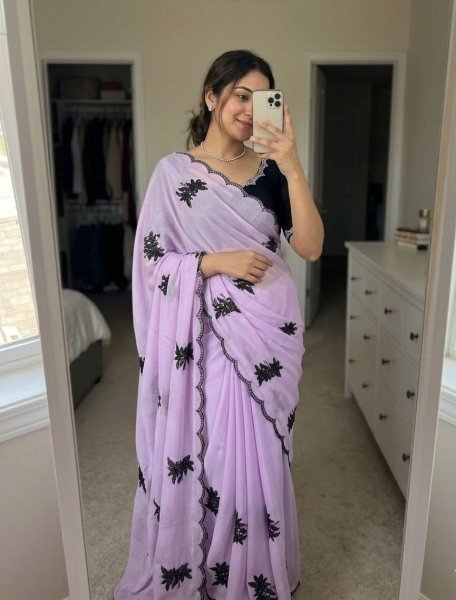 Alluring Lavender Rangoli Silk Saree with All Over Embroidery for Special Occasions Silk Sarees Wholesale