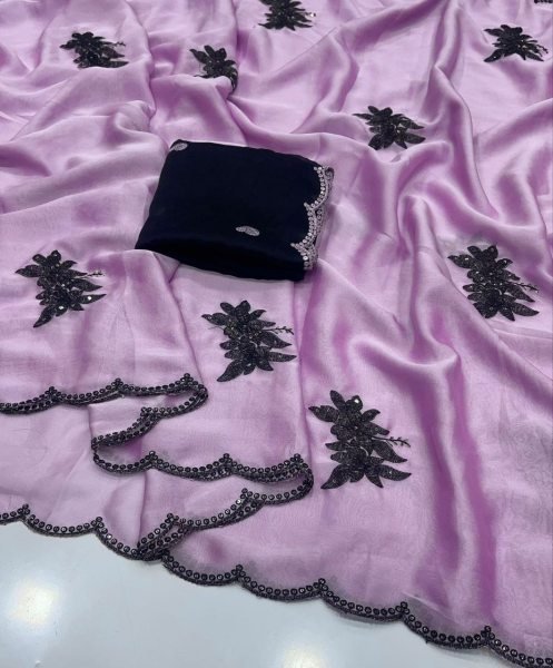 Alluring Lavender Rangoli Silk Saree with All Over Embroidery for Special Occasions Silk Sarees Wholesale