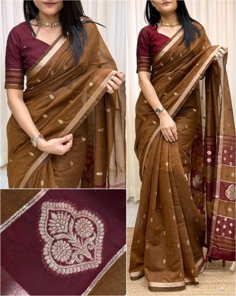 Alluring Mahendi Green Designer Maheshwari Cotton Saree with Zari Jacquard Weaving Printed Cotton Sarees Wholesale