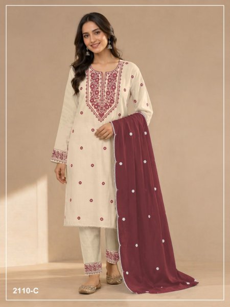 Alluring Pink Premium Khadi Cotton Dress Material with Embroidery Work Churidar Salwar Suits Wholesale