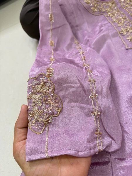 Alluring Purple Glass Tissue Anarakli Kurti Set With Dupatta For Wholesale Supplier  Anarkali Kurtis 