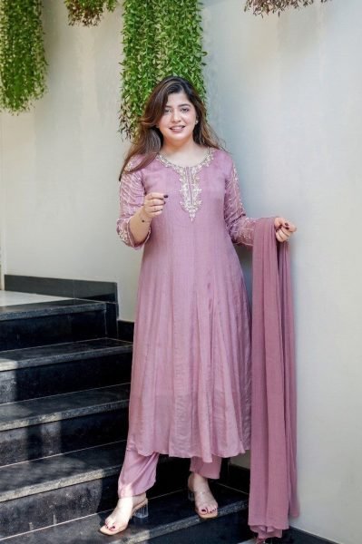 Alluring Purple Glass Tissue Anarakli Kurti Set With Dupatta For Wholesale Supplier  Anarkali Kurtis 