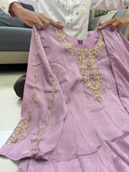 Alluring Purple Glass Tissue Anarakli Kurti Set With Dupatta For Wholesale Supplier  Anarkali Kurtis 