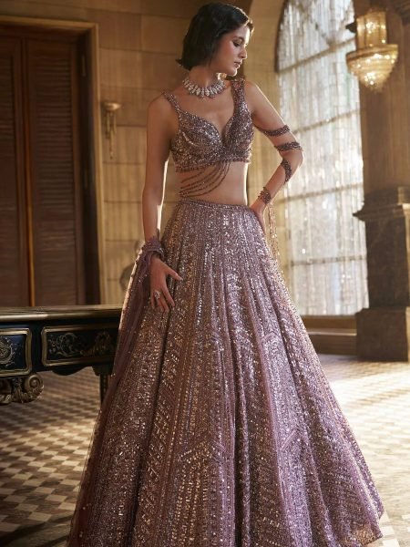 Alluring Purple Heavy Work Lehenga with Thread and Sequins for Wedding Collection  Lehenga