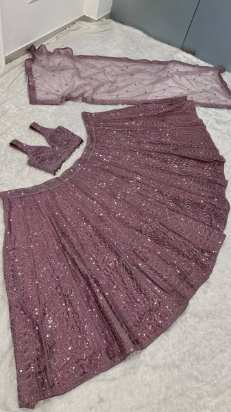 Alluring Purple Heavy Work Lehenga with Thread and Sequins for Wedding Collection Bollywood Lehenga Choli