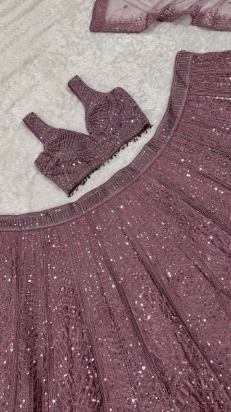 Alluring Purple Heavy Work Lehenga with Thread and Sequins for Wedding Collection Bollywood Lehenga Choli