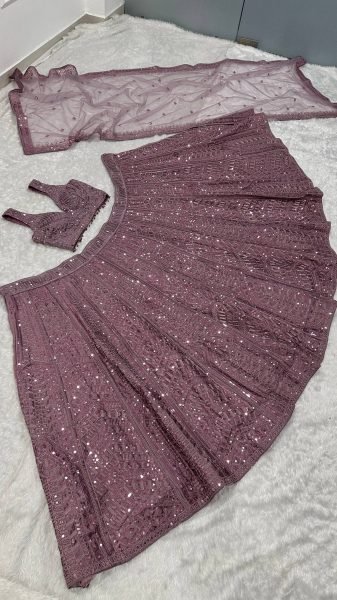 Alluring Purple Heavy Work Lehenga with Thread and Sequins for Wedding Collection Bollywood Lehenga Choli