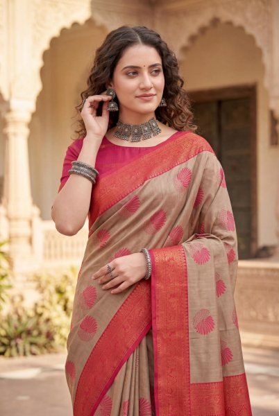 Alluring Rani Pink Pure Banarasi Silk Saree with Flowers and Meena Zari Design Silk Sarees Wholesale
