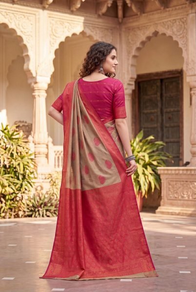 Alluring Rani Pink Pure Banarasi Silk Saree with Flowers and Meena Zari Design Silk Sarees Wholesale