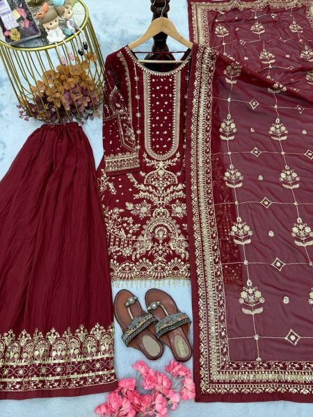 Alluring Red Fully Stitch Georgette Plazzo Suit for Bulk Buyers at Wholesale Rate  Ready To Wear Collection