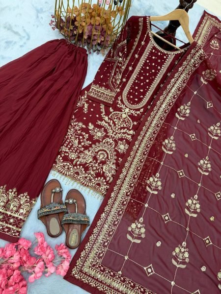 Alluring Red Fully Stitch Georgette Plazzo Suit for Bulk Buyers at Wholesale Rate  Ready To Wear Collection