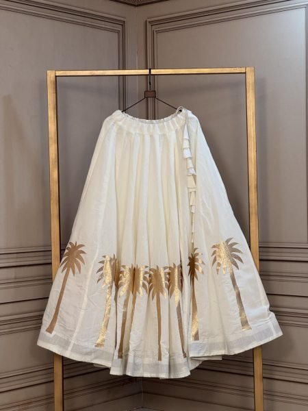 Alluring White Designer Roman Garba Lehenga with Chain and Dori Navratri Lehnega Choli