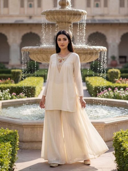 Alluring White Embroidered Ethnic Wear Set for Women Stylish Collection Kurtis