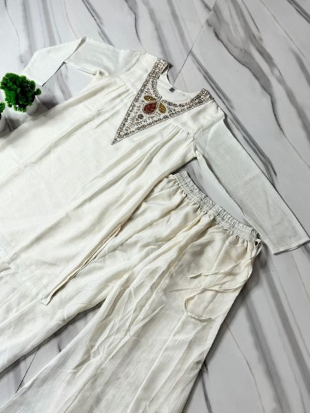 Alluring White Embroidered Ethnic Wear Set for Women Stylish Collection CO ORD Sets