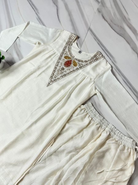 Alluring White Embroidered Ethnic Wear Set for Women Stylish Collection CO ORD Sets