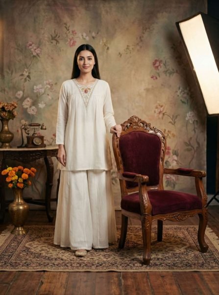 Alluring White Embroidered Ethnic Wear Set for Women Stylish Collection CO ORD Sets