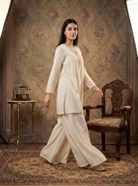 Alluring White Embroidered Ethnic Wear Set for Women Stylish Collection CO ORD Sets