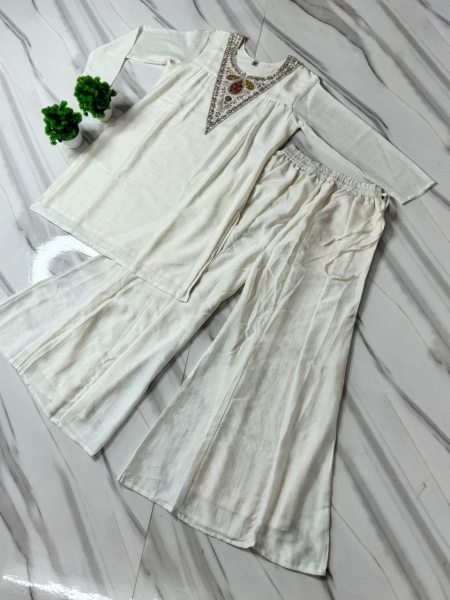 Alluring White Embroidered Ethnic Wear Set for Women Stylish Collection CO ORD Sets