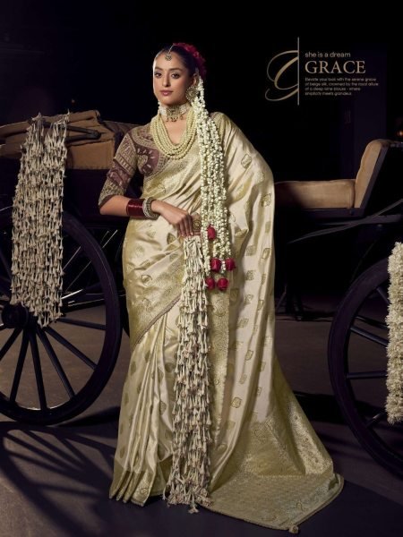 Althera Designer Tissue Saree with Heavy Embroidered Blouse for Reception Wear Banarasi Saree Wholesale