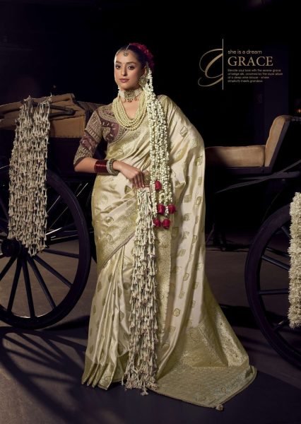 Althera Designer Tissue Saree with Heavy Embroidered Blouse for Reception Wear Banarasi Saree Wholesale