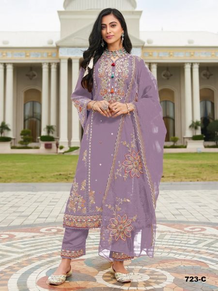 Alvira Stylish 723-C  Sequence and Embroidery Cotton Suit with Dupatta for Daily Wear at Manufacturer Rate  Cotton Salwar Kameez Wholesale