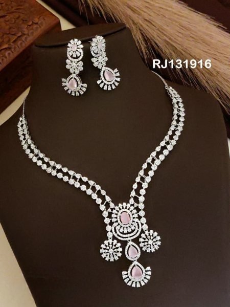 American Diamond Layered Necklace Set for Weddings at Wholesale Rate Fashion Accessories Wholesale