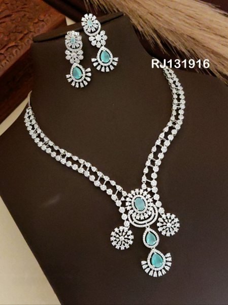 American Diamond Layered Necklace Set for Weddings at Wholesale Rate Fashion Accessories Wholesale