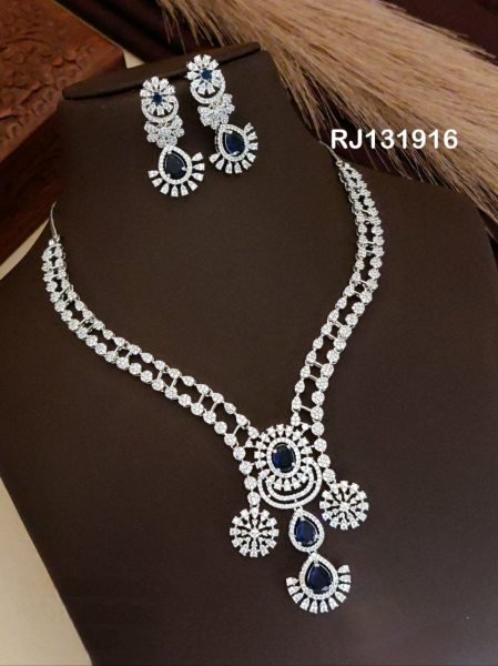 American Diamond Layered Necklace Set for Weddings at Wholesale Rate Fashion Accessories Wholesale
