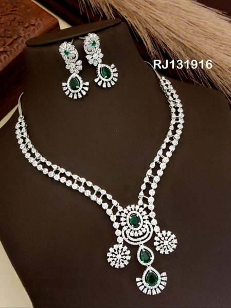 American Diamond Layered Necklace Set for Weddings at Wholesale Rate Fashion Accessories Wholesale